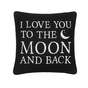 Black, White I Love You To The Moon And Back Sentiment Print 20 in. x 20 in. Throw Pillow