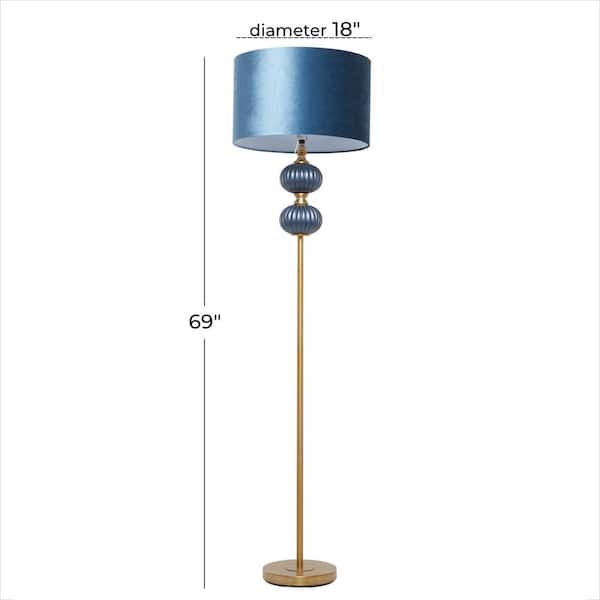 Blue Velvet Transitional Floor Lamp, Navy Velvet Floor Lamp Shade