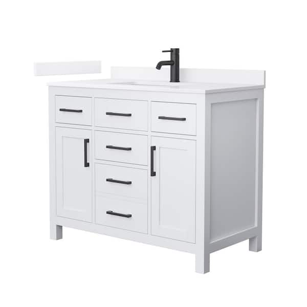 Beckett 42 in. Single Freestanding White Bath Vanity with White Quartz Top (Assembled)