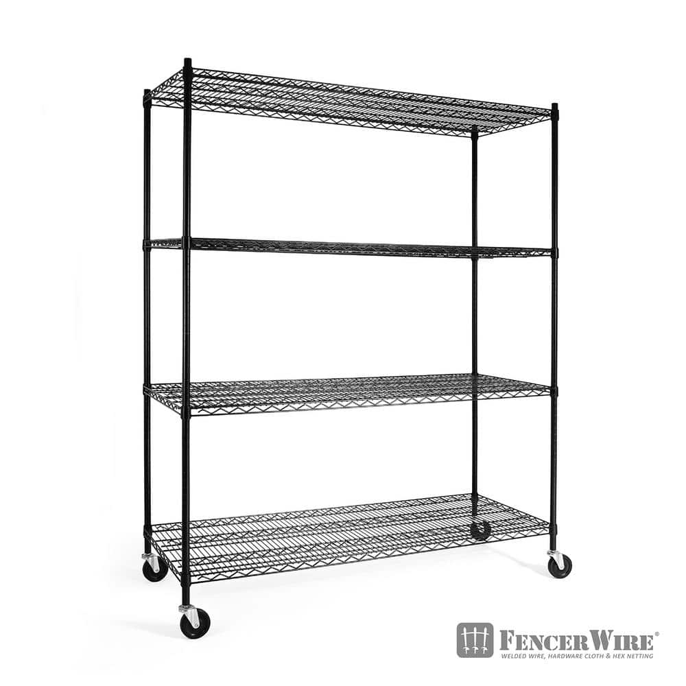 Fencer Wire 4 Tier Free Standing Shelf, 24 Inch Width Bookshelf, Bookcase  Shelf Storage Organizer, Industrial Book Shelves for Home Office, Living