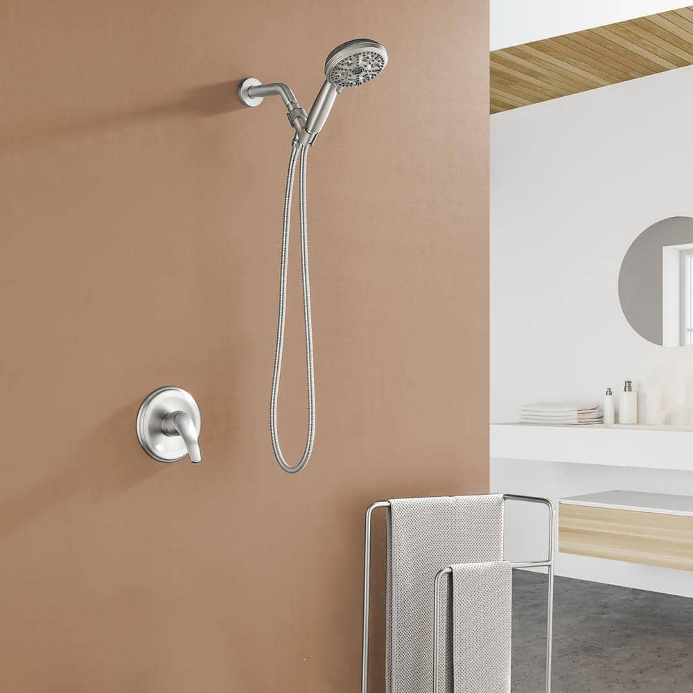 Brushed Nickel Single Handle 10-Spray Handheld Shower Faucet Set