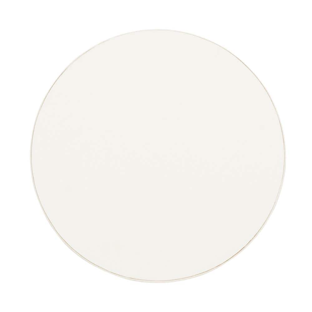 Distressed White Round Pine Wood Accent Table