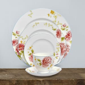 Peony Pageant White Bone China Saucer 6 in. (Set of 4)