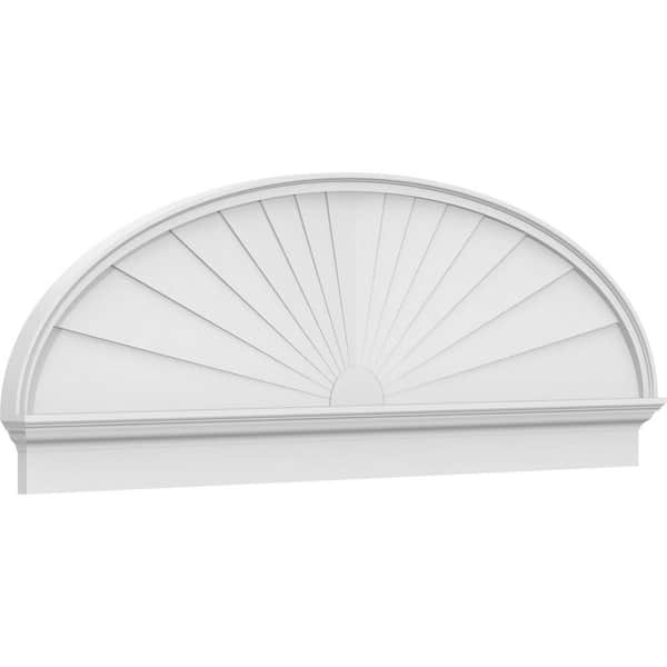 Ekena Millwork 2-3/4 in. x 72 in. x 24-7/8 in. Elliptical Sunburst Architectural Grade PVC Combination Pediment