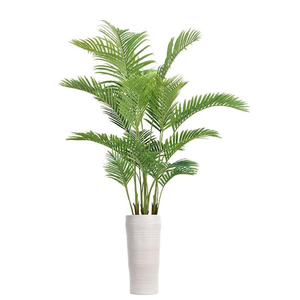 VINTAGE HOME 92 in. Artificial Real Touch Palm Tree in Fiberstone Planter