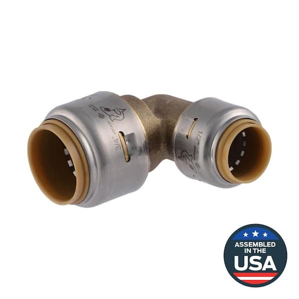 SharkBite Max 3/4 in. x 1/2 in. Push-to-Connect Brass 90-Degree Reducing Elbow Fitting