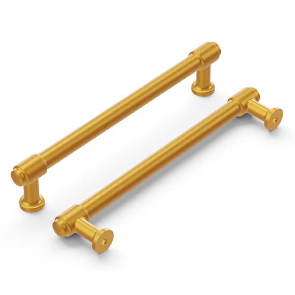 HICKORY HARDWARE Piper 6-5/16 in. (160 mm) Brushed Golden Brass Cabinet Pull (10-Pack)