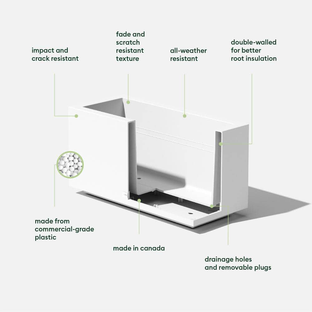 White Recycled Plastic Long Box Planter 25"