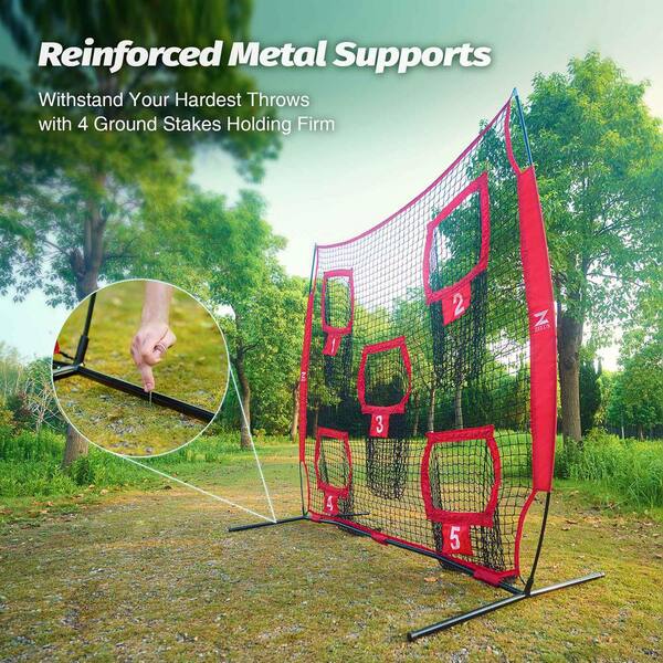 Unbranded - Football Throwing Net, 7 ft. x 7 ft. Football Training Equipment with 5 Target Pockets for Throwing and Passing Practice