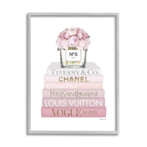 Stupell Industries Pink Rose Bouquet Fashion Style Bookstack By Amanda Greenwood Framed Print Abstract Texturized Art 11 in. x 14 in.