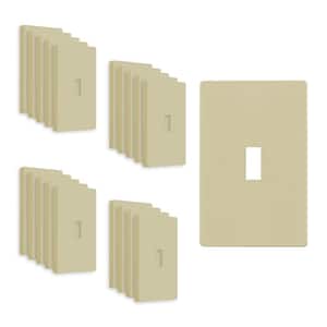 1-Gang Toggle Plastic Screwless Wall Plate, Ivory (20-Pack)