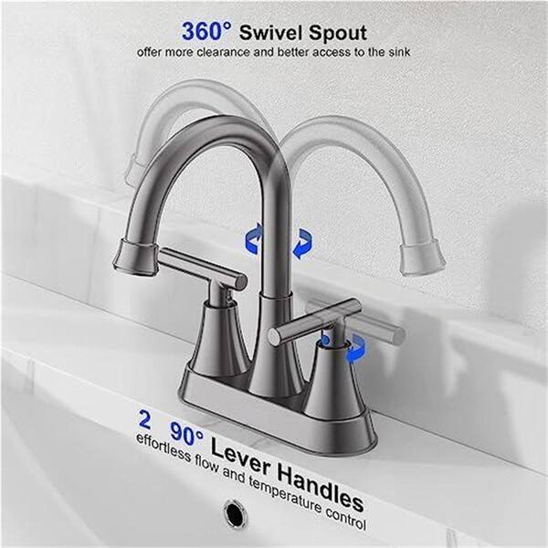 Dyiom Matte Black Victorian Widespread Deck Mounted 3-Holes Double Handles Bathroom Sink Faucet-Word Bath Accessory Set