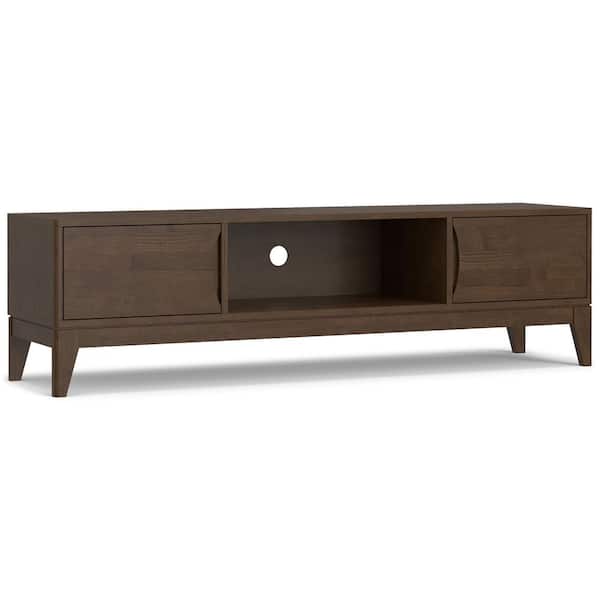 Simpli Home Harper Walnut Brown 72 in. Low TV Media Stand Fits TVs up to 80 in.