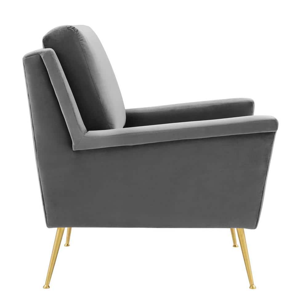 Chesapeake Gold & Gray Velvet Accent Armchair with Brushed Legs