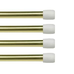 Fast Fit No Tools 18 in. - 28 in. Adjustable Spring Tension Curtain Rod, 7/16 in. Dia. in Brass Gold, Set of 4
