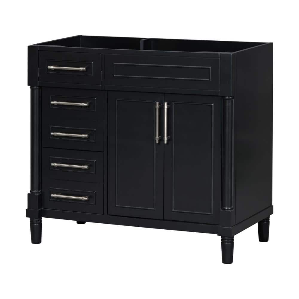 36 in. Freestanding Bath Vanity Cabinet without Top in Black with Soft Clos