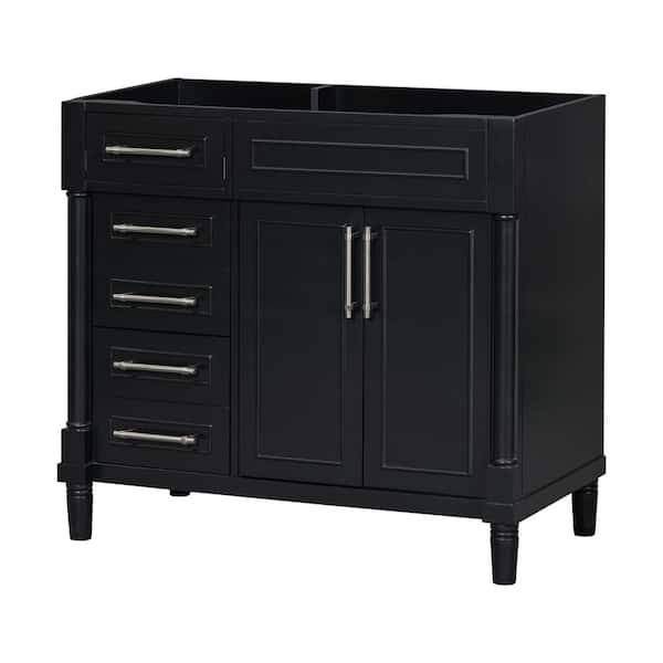 Unbranded 36 in. Freestanding Bath Vanity Cabinet without Top in Black with Soft Closing Doors and 2 Drawers