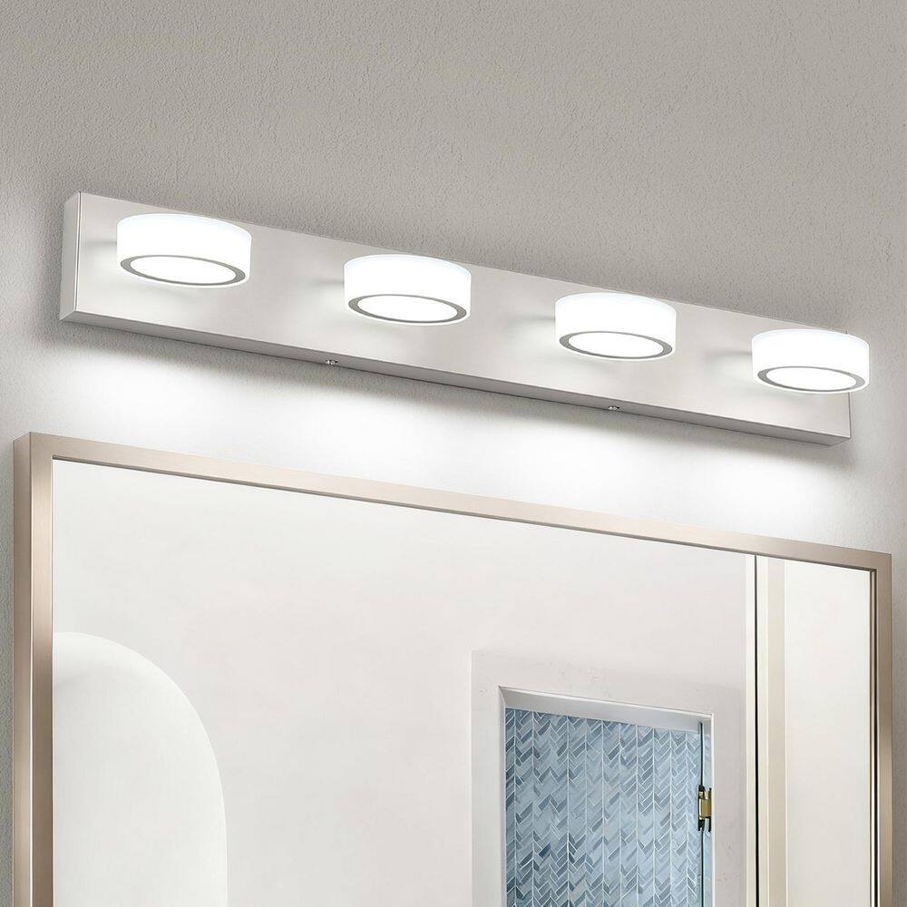 32.3 in. 4-Light Nickel Modern Bathroom LED Vanity Light with 350° Rotatable Heads, 5500K Daylight price history on PriceWatchPro