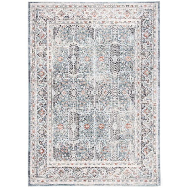 History 5 ft. x 8 ft. Gray/Light Blue Ornate Border Area Rug
