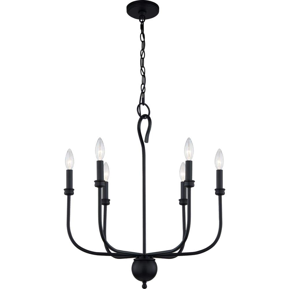 Matte Black 22" Steel Candle-Style Chandelier