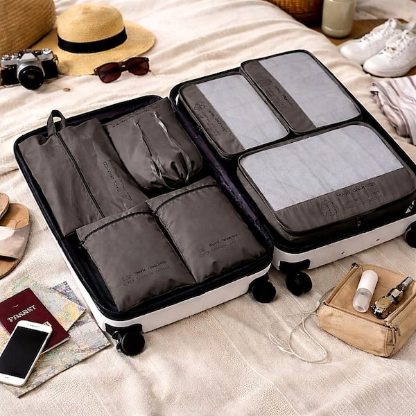 GForce 6-Piece Deluxe Traveling Packing Cube Set in Washed Black