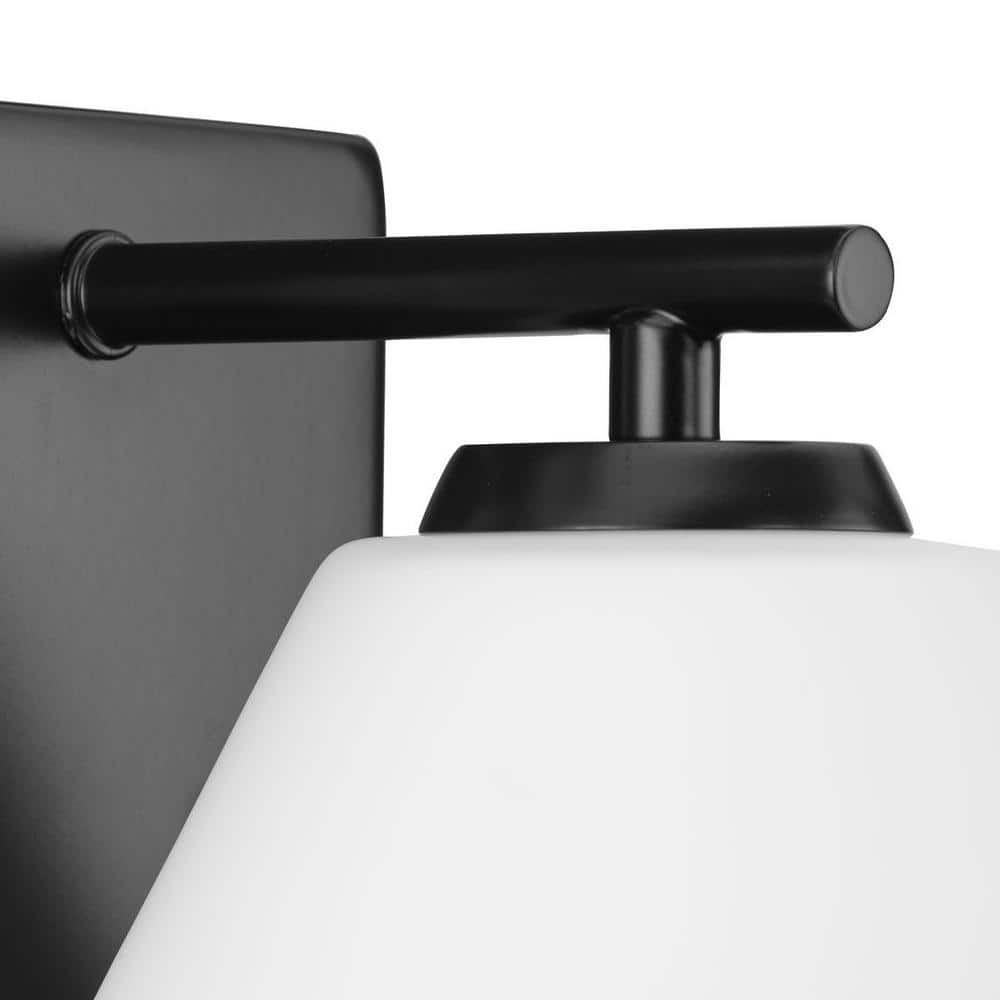 Matte Black and Opal Glass 8" Modern Vanity Light