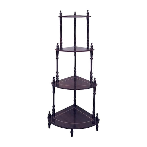 ORE INTERNATIONAL Cherry 4-Shelf Corner Stand