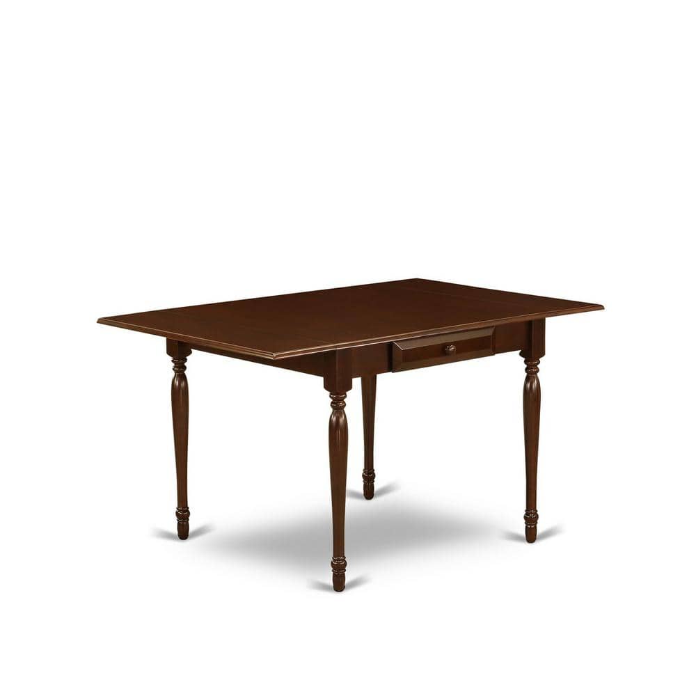 3-Piece Mahogany Finish Rectangular Solid Wood Top with Dropleaf Dining Table Set