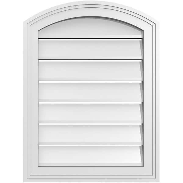 Ekena Millwork 18" x 22" Arch Top Surface Mount PVC Gable Vent: Non-Functional with Brickmould Frame