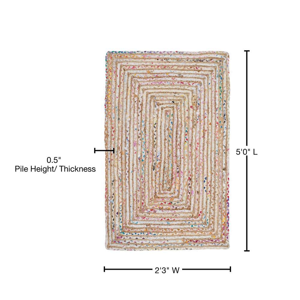 Beige and Multicolor Hand-Knotted Cotton Runner Rug
