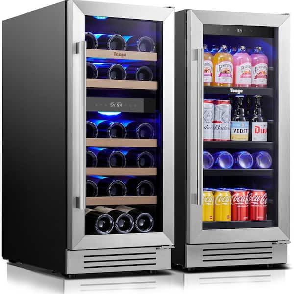30 in. Triple Zone 28-Wine Bottles and 80-Cans Beverage Wine Cooler in Black Side-by-Side Built-in Fridge Frost-Free