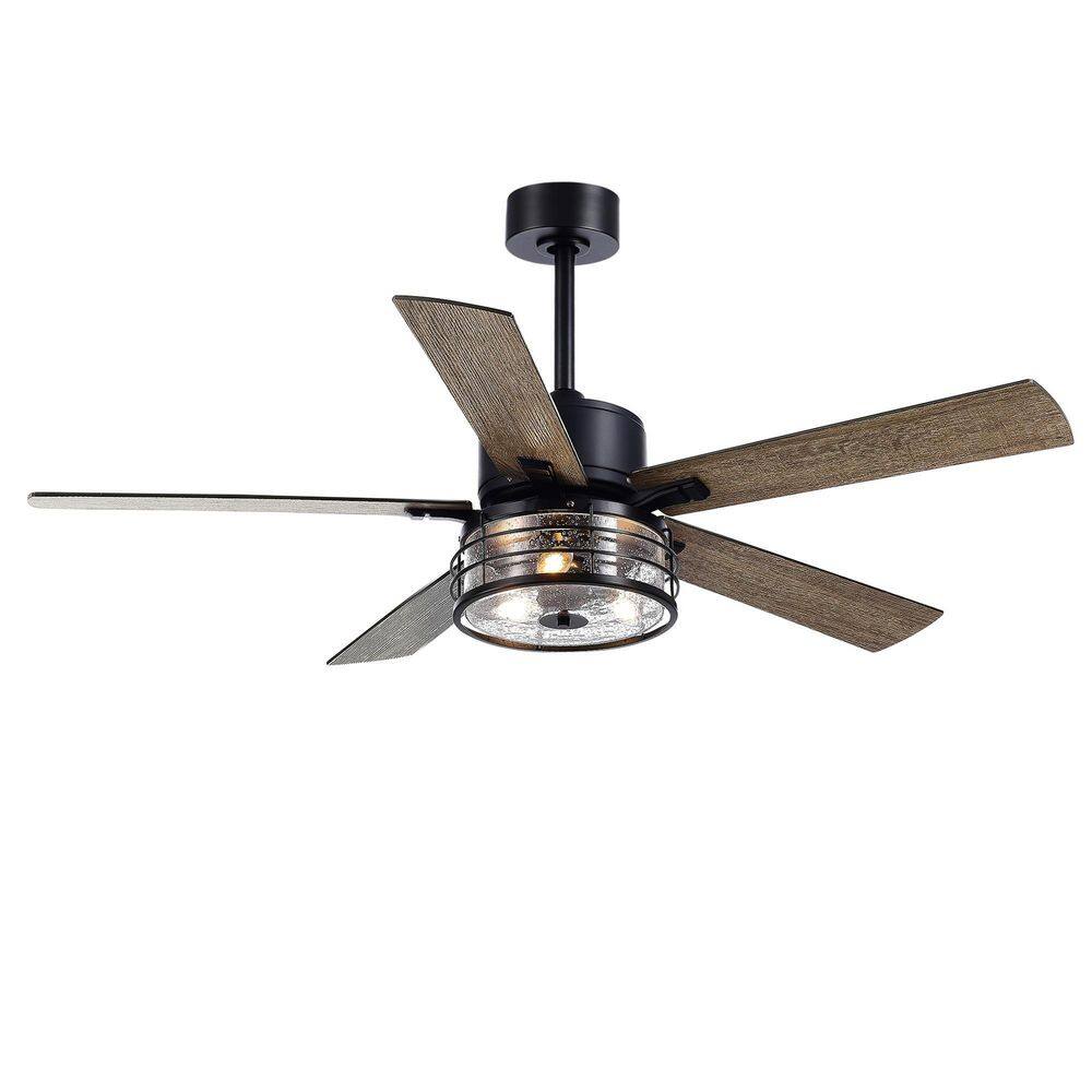 Breezary Mcnemar 52 in. Indoor Black Ceiling Fan with Remote Control ...