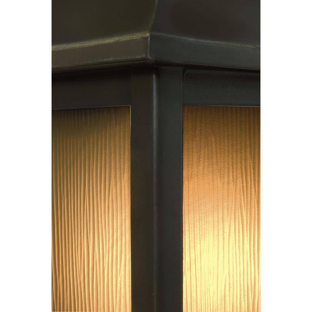 Antique Bronze Rectangular Outdoor Wall Sconce with Linen Glass Shade