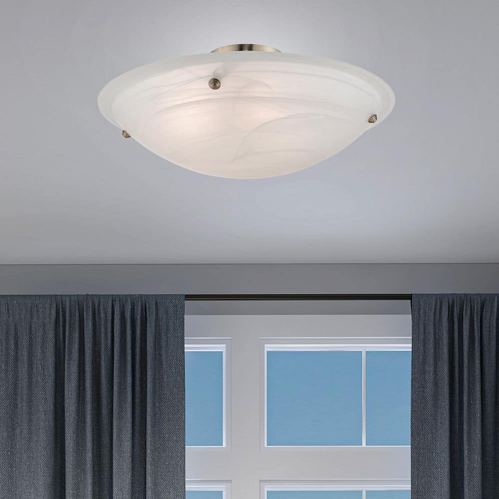 Elegant Brushed Nickel 4-Light Ceiling Fixture with White Alabaster Glass