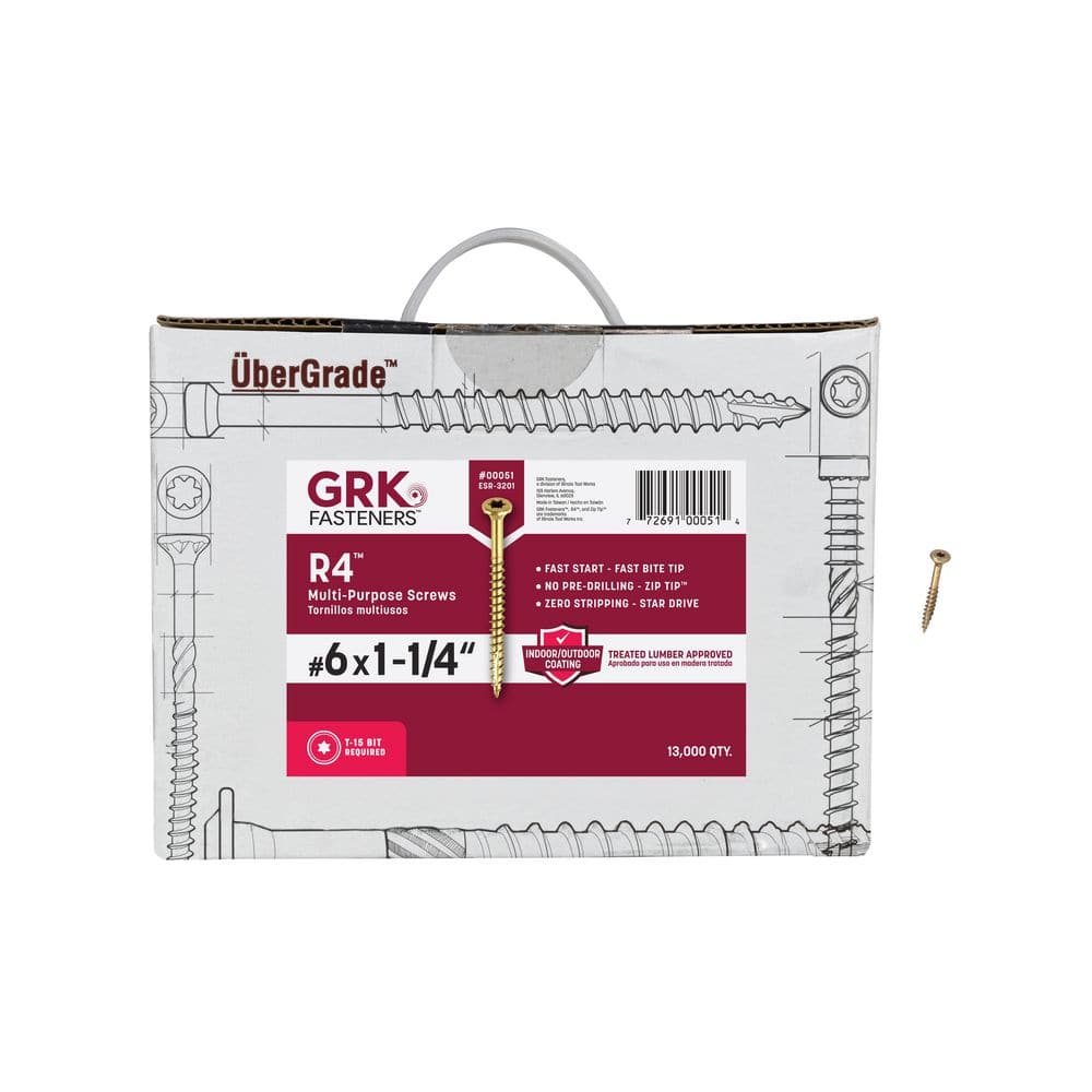 UPC 772691000514 product image for #6 x 1-1/4 in. Star Drive Bugle Head R4 Multi-Purpose Wood Screw (13,000-Pack) | upcitemdb.com