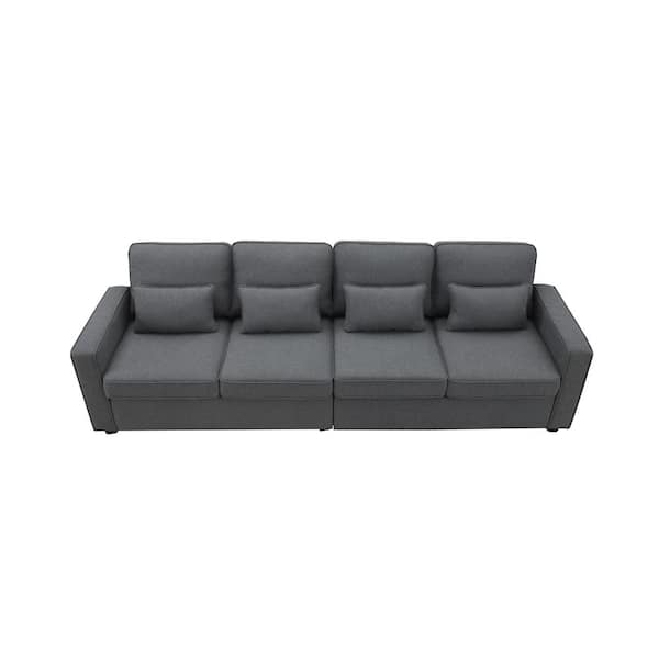 104L Upholstered Sofa,Modern 4-Seater Linen Fabric Sofa with