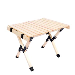 23 in. Folding Wooden Picnic Table with Carry Bag, Portable Roll Up Camping Table for Travelling, Beach, Patio, Garden
