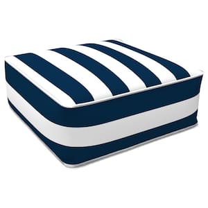 23 in. x 23 in. x 9 in. Outdoor Inflatable Portable Square Ottoman All Weather Foot Rest Stool Navy Blue