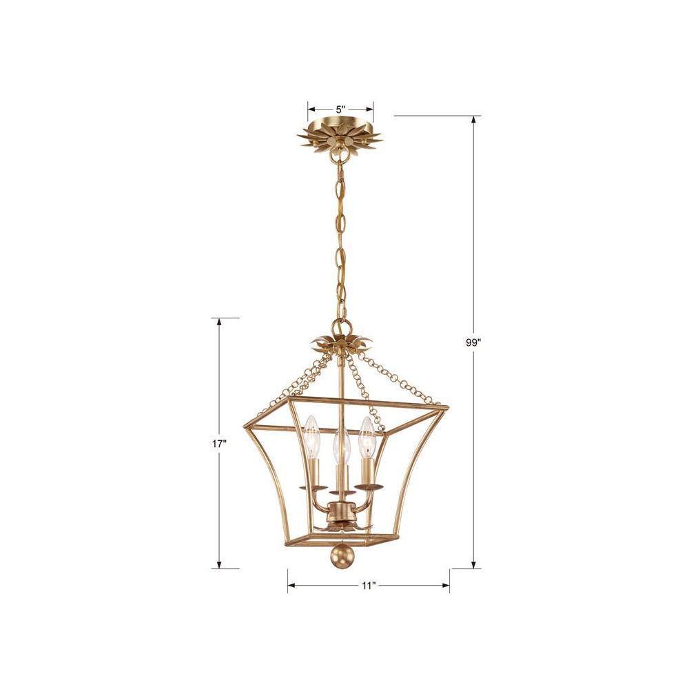 Mini Antique Gold Crystal 3-Light Lantern
