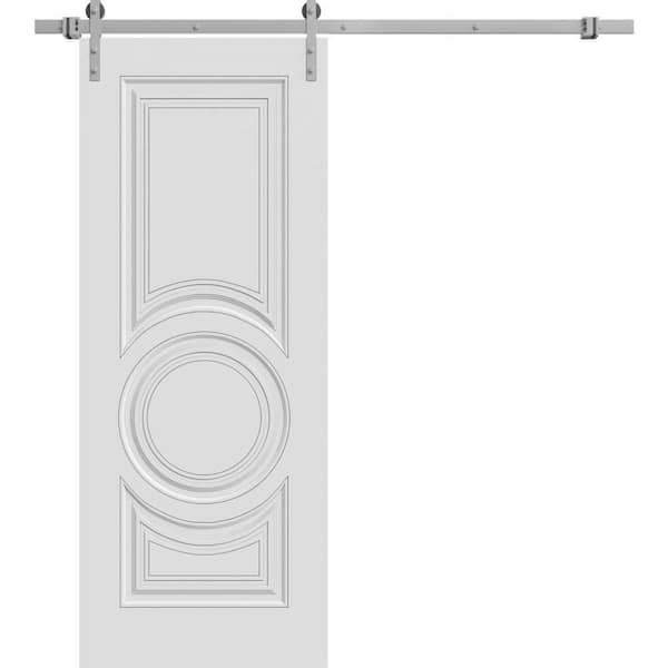 7855 42 in. x 80 in. Sold Core White Enamel Color Wood Sliding Barn Door with Hardware Kit