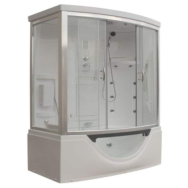 Steam Planet Hudson Plus 72 in. x 39 in. x 88 in. Steam Shower Enclosure Kit with Whirlpool Tub in White
