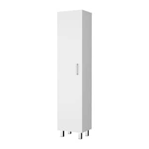 15.7 in. W x 12.3 in. D x 71 in. H White Tall Storage Linen Cabinet, Single Door with Broom Hangers