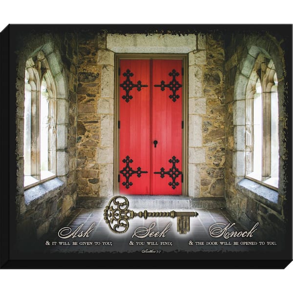 CARPENTREE INC Embellished Canvas "Ask, Seek, Knock W/Metal Key" By Carpentree Canvas