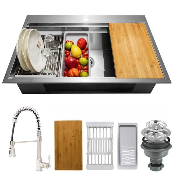 All-In-One Stainless Steel Kitchen Sink Set with Fixtures and Accessories