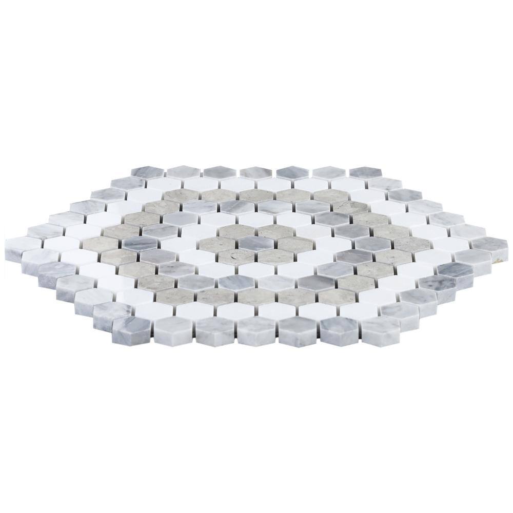 Hyperion Hexagon Polished Marble Mosaic Tile Sheet
