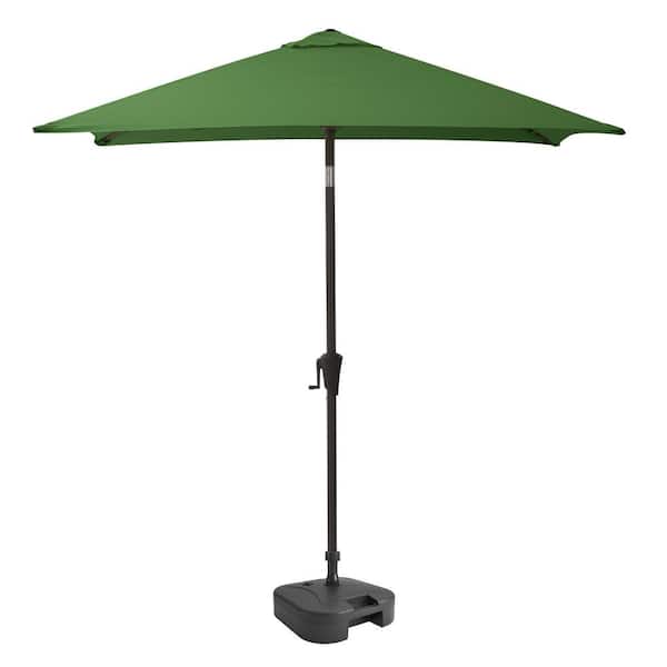 CorLiving 9 ft. Steel Market Square Tilting Patio Umbrella with Umbrella Base in Green