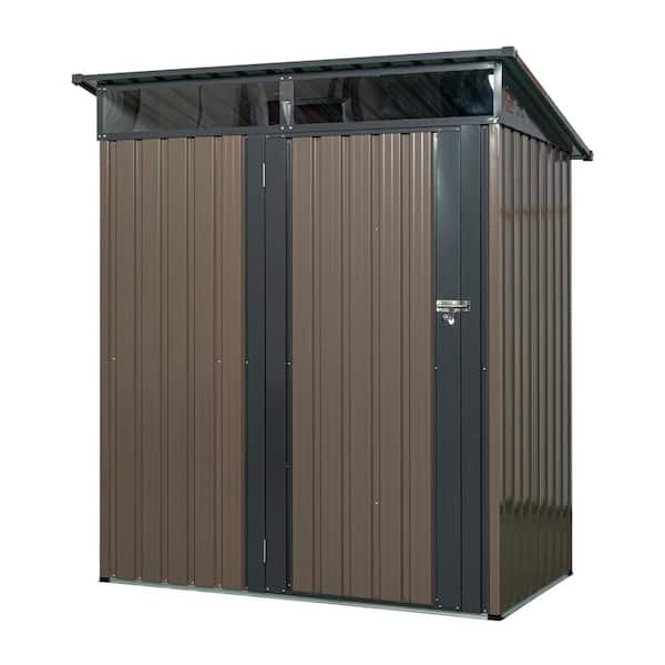 Unbranded 5 ft. W x 3 ft. D Outdoor Metal Storage Shed Transparent plate with Single Door, Brown (15 sq. ft.)