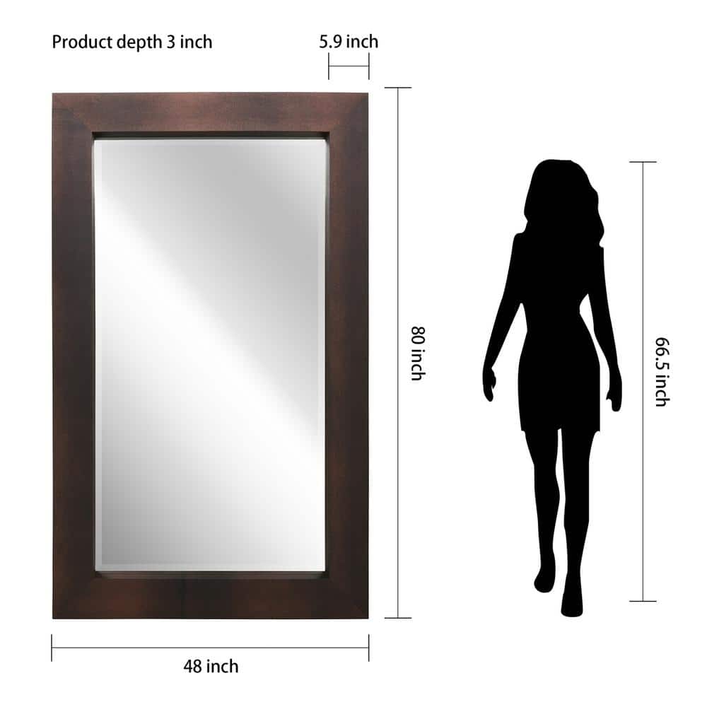 Oversized Bronze and Leather Rectangular Floor Mirror