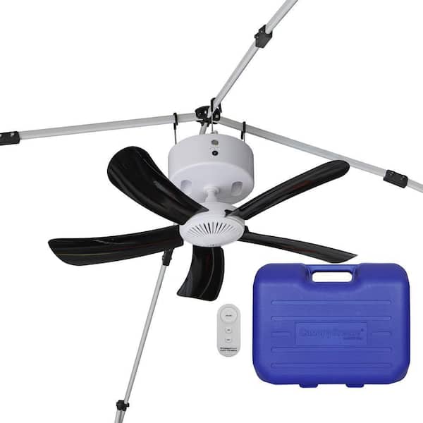 Rechargeable Clip Mount Propeller Outdoor Ceiling Fan, 31 in. Blades, Quick Install, Remote Control (Black)