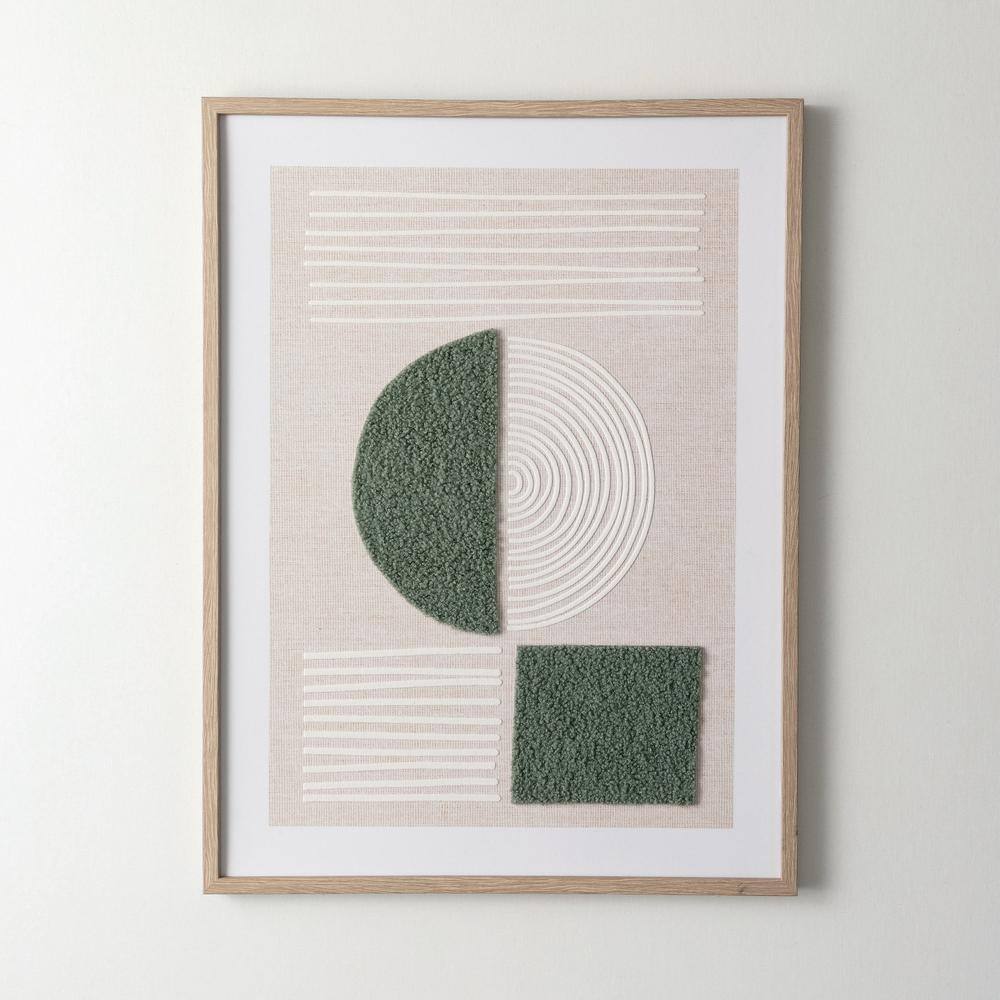 Modern Green and Beige Abstract Canvas Painting for Kids Nursery